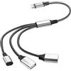 GELRHONR Cavo Splitter USB C a 3 Porte, OTG Charge Adapter Con USB C Female e A Female Extender Hub per Stampante/Tastiera/Flash Drive/Laptop/LED 0,3M (da 1 a 3)