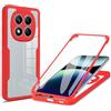 RonRun Cover per Redmi Note 14 Pro 5G, 360 Gradi Antiurto Custodia con Protezione Schermo Integrata Trasparente Rugged TPU Bumper Doppia Protettiva Cover per Redmi Note 14 Pro 5G - Rosso