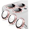 Oelrstfe Pellicola Fotocamera per iPhone 16 Pro/16 Pro Max,Posteriore Obiettivo Protezione Vetro Temperato,HD Trasparente Lente Schermo,Durezza 9H Anti-graffio Ultra Resistente Camera,Rosa