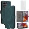 IUQXU Cover per Motorola Moto G75 5G Libro con Pellicola Vetro Temperato [Blocco RFID] Antiurto Slot Carte Supporto Kickstand Flip Custodia in Pelle Portafoglio per Motorola G 75 MotoG75 5 G Verde
