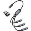 CY HUB USB 2.0 Tipo-C USB-C a 3 porte Hub Cavo Bus Alimentazione 1 a 3 Dati per Laptop Desktop Telefono Mouse Tastiera Stampante Disco