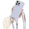 Emlivi Custodia per cellulare per iPhone 16 Pro Max, Necklace con cordoncino da appendere, morbido silicone nylon, tracolla Case Cover TPU antiurto con nastro, lavanda