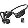 Generic Cuffie a conduzione ossea, auricolari aperti Bluetooth 5.2, impermeabili, con microfono, memoria 8G integrata, tipo C, 10 ore di riproduzione per corsa, palestra, ciclismo, allenamento, colore nero