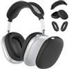 FAFALITHIC Custodia in Silicone Compatibile con AirPods Max Case Cover Protettiva AirPods Max Accessori Set con Copertura Delle Tazze Auricolari, Copriauricolari e Coprifascia (Silicone Nero)