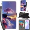 PHINIENLAND Cover per Xiaomi Redmi 9A custodia portafoglio Alberi | 3 scomparti carte, 1 tasca banconote, Chiusura magnetica, Supporto, Pelle PU flip cover per Redmi 9A