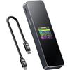 DOCKCASE Smart Case SSD M2 Protezione di Alimentazione di 10s, Rilevamento della salute dell'SSD, Doppie Porte USB-C 3.2 Gen 2 (10Gbps) NVMe Case Supporta NVMe SSD fino a 4TB
