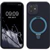 kalibri Custodia in Silicone Liquido Metallo Compatibile con Apple iPhone 12 Cover - con Anello Magnetico Compatibile con MagSafe - Blu Scuro