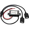 Greluma 1 Pezzo Convertitore USB impermeabile da DC 12V a 5V 3A,Modulo convertitore buck step down DC-DC da 15 W con doppia porta USB femmina