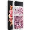 LEMAXELERS Custodia per Galaxy Z Flip 3 5G Case,Glitter Bling Liquido Sabbie Mobili Bumper Case TPU Silicone Protettivo Morbido Brillantini Quicksand Cover Case per Galaxy Z Flip 3 5G,Rose Love