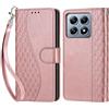 KENHONER Compatibile Cover con Xiaomi 14T Pro,Premium Pelle PU Portafoglio Flip Libro Custodia Cover per Xiaomi 14T Pro [Protezione Completa] (Oro rosa)