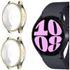 GIOPUEY [2 Pezzi Cover per Samsung Galaxy Watch 6 40mm, Soft TPU, Shock Resistant, Samsung Galaxy Watch 6 40mm Custodia - Gold+Gold
