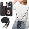 ZTOFERA Custodia a tracolla per iPhone 14 Pro Max, in pelle PU opaca + morbida TPU Flip Wallet Custodia posteriore magnetica con porta carte di credito, cordino per collo di protezione, nero