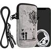 kwmobile Custodia in Feltro con Zip per Smartphone - Portacellulare a Tracolla - Porta Cellulare da Collo Universale - Cover Borsa Telefono - Amore