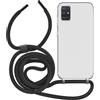 MyGadget Cover per Samsung Galaxy A51 4G - Custodia con Corda - Case con Cordino Trasparente Antiurto con Laccio | Tracolla - Practical Stylish - Nero