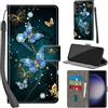 PHINIENLAND Cover per Samsung Galaxy S24 Ultra custodia portafoglio Farfalla | 3 scomparti carte, 1 tasca banconote, Chiusura magnetica, Supporto, Pelle PU flip cover per Samsung S24 Ultra