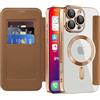 IMEIKONST Cover Magnetica per iPhone 16 Pro Max con Slot per Carte, [Compatibile con MagSafe] [Blocco RFID] Custodia Portafoglio Flip Antiurto Trasparente Case per iPhone 16 Pro Max. Marrone JDCX