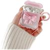 Ownest Cover per AirPods 2&1, Morbido in TPU Trasparente con Grazioso Design a Fiocco Colorato 3D per Ragazze e Donne, Custodia con Motivo a Onda Antiurto con Portachiavi - Rosa