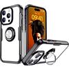 SORAKA Cover Trasparente per iPhone 14 Pro con Supporto anello,Cover Acrilico trasparente Custodia iPhone 14 Pro con piastra metallica per Supporto Auto Smartphone Magnetico