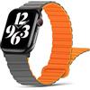 Tasikar Cinturini Compatibile con Cinturino Apple Watch 42mm(Series 10) 41/40/38mm, Cinturino con Loop Magnetico Silicone [Indossabile Due Lati] per iWatch Series 10 9 8 7 6 5 4 3 SE (Arancio-grigio)