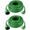 O&W Security 2 cavi di prolunga Schuko, 30 m, verde, cavo di alimentazione fino a 3500 Watt, da giardino, di alta qualità e pratico per esterni