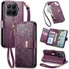 Fertuo Cover per Xiaomi 15T Pro, Fiori Custodia a Libro Portafoglio Antiurto in Pelle PU Flip Case Interna Silicone con Porta Carte, Supporto, Chiusura Magnetica e Cinturino, Viola