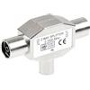 YSAOAKA Splitter coassiale per antenna TV, splitter per segnale digitale, alloggiamento in metallo, 2 vie, 1 maschio a 2 femmina, adattatore connettore Joiner