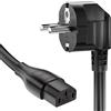 Obllemn 3M Cavo di Corrente, Cavo di Alimentazione per Elettrodomestic Con Contatto Di Messa a Terra Angolato Su Presa C13, IEC 320, Cavo Di Alimentazione PC a 3 Pin-Nero