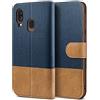 BEZ Cover per Samsung A40, Custodia per Portafoglio Samsung Galaxy A40 Protettiva in Tela e PU Pelle Portafoglio Flip Cover con Chiusura Magnetica, Blu Navy
