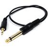 Drut Jack Mono Corto da 50 cm da 3,5 mm a Jack Mono da 6,35 mm Cavo Audio coassiale TS, Maschio a Maschio estremità placcate Oro 1,6 Piedi