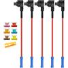 Aiqeer 5 Pezzi 12V / 24V Basso-Profilo Add-a-Circuit Portafusibili, Adattatore Fusibili Auto con 16 AWG Cavo, 0 6 Pezzi Fusibili a Lama Micro e Estrattore di Fusibili (Terminale a Crimpare)