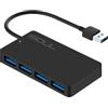 iSOUL Hub USB 3.0 a 4 porte ultra sottile USB A Hub 0,2 m multiporta cavo dati esteso, splitter USB per PC, MacBook, PS4, PS5, Xbox, Playstation, Mac, laptop, iMac [adattatore USB, extender USB]