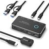 RSHTECH Switch USB 3.2/USB C 10Gbps 2 Computer Condividono 4 Porte USB 3.2 (2C+2A), Selettore USB con 2 Cavi e Controller per PC Laptop Tastiera Mousee, Stampante e Altro Ancora