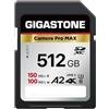 Gigastone [5 anni di recupero dati 0] GIGASTONE A2 Scheda Memoria SDXC 512GB, 4K Camera Pro, Velocità 150/100MB/s Fotocamera Canon Nikon Sony Panasonic, U3 UHS-I Classe 10 4K UHD Video, 1 Mini Custodia