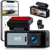 GOHHDL Dashcam 4K Anteriore e posteriore per auto, videocamera per auto 4K+1080P FHD, videocamera per auto con GPS, APP, Grandangolo 150°, visione notturna, sensore G, registrazione in loop