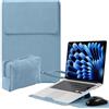 Niboow 15-16 Pollici PU Pelle Laptop Custodia per MacBook Pro/Air (Blu) | per MacBook Pro 16 (M5, M4-M1 Pro/Max), MacBook Air 15 (M5, M4-M2), Surface, HP Supporto Glassato Pelle Borse Laptop Cover