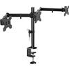 HUANUO Supporto schermo PC 3 display, braccio schermo PC per 3 monitor da 13-24, supporto triplo schermo, 10 kg ciascuno, facile da installare, regolabile in altezza, 2 opzioni di montaggio
