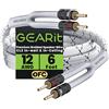 GearIT - Cavo per altoparlanti da 2 mm con due connettori a banana placcati oro (1,8 metri), resistente, trecciato, struttura in rame privo di ossigeno (OFC), bianco
