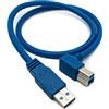 SYSTEM-S Cavo USB 3.0 da 60 cm tipo B maschio a tipo A maschio, angolare, colore: Blu