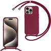 MBSLFY Cover per Cordino con Collana per iPhone 16 Pro Max, Custodia Silicone Morbido con Corda, Case Tracolla Silicone con Necklace Regolabile per iPhone 16 Pro Max, Rosso