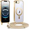 Kokio Cover Magnetica per iPhone 16e Case avec Cordino,Compatibile con MagSafe, Trasparente Morbido Custodia Paraurti Antiurto, Resistente all'us, Antigraffio, Oro