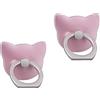 SUKADE 2 impugnature ad anello per telefono, 2 supporti ad anello per telefono a forma di gatto, rotazione a 360° e flip a 180°, pratico supporto per tutti gli smartphone (rosa)