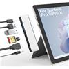 Rytaki Pro Surface Pro 11 Hub Docking station Con HDMI 4k, USB C Thunerbolt 4 (Display+PD Charging+Data), USB 3.0 * 2, TF/CD Card Slot, audio 3,5 mm, triplo display (Surface+HDMI+USB C) per Surface Pro 11/10/9/X