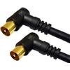 electrosmart Cavo coassiale maschio nero da 0,5 m a spina coassiale maschio per antenna TV, con connettori placcati in oro ad angolo retto di 90 gradi, cavo corto e pulito, lunghezza: 50 cm