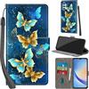 Haninsuze Cover per Samsung Galaxy A34 5G Custodia Cover Pelle Libro Portafoglio con Porta Carte Magnetica Protezione Antiurto Cuoio Flip Case Custodia Cover per Samsung A34 5G, farfalla dorata