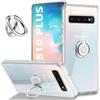 Ptny Custodia Trasparente per Samsung Galaxy S10 Plus Cover con Anello, Ring Cavalletto Rotante a 360 Gradi, Ultra Sottile Antiurto TPU Silicone Morbido Protettiva Case per Samsung Galaxy S10 Plus