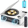Gracioso Lettore CD ricaricabile da 4000 mAh con doppi altoparlanti, lettore CD Bluetooth desktop con radio FM, telecomando, display LCD, supporto USB/TF Card/AUX/jack per cuffie da 3,5 mm per la casa