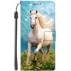 EuoDuo Compatibile con Xiaomi Redmi A3 4G / POCO C61 Cover Libro in Pelle PU Custodia Portafoglio Libretto Motivo Colorato Magnetica Booklet Telefono Flip Caso - Girasole Bianco Cavallo