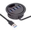 Cablecc - Hub USB 3.0 a 4 porte con splitter USB, passacavo da scrivania da 60 mm, stazione di docking per desktop PC da scrivania