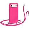 N NEWTOP Cover CV35 Compatibile iPhone 17 Air, Custodia TPU Silicone Semi Rigido Case Liscia Guscio Laccio Tracolla Cellulare Girocollo Collana Protettiva Anti Urto Laccetto Regolabile (Fucsia)