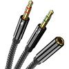 Olakin Cavo Adattatore Jack 3,5mm Maschio a Femmina, 2 in1 Sdoppiatore Cuffie Microfono, Adattatore Splitter Separati per Notebook/PC/Cuffie/ MP3 Altoparlanti